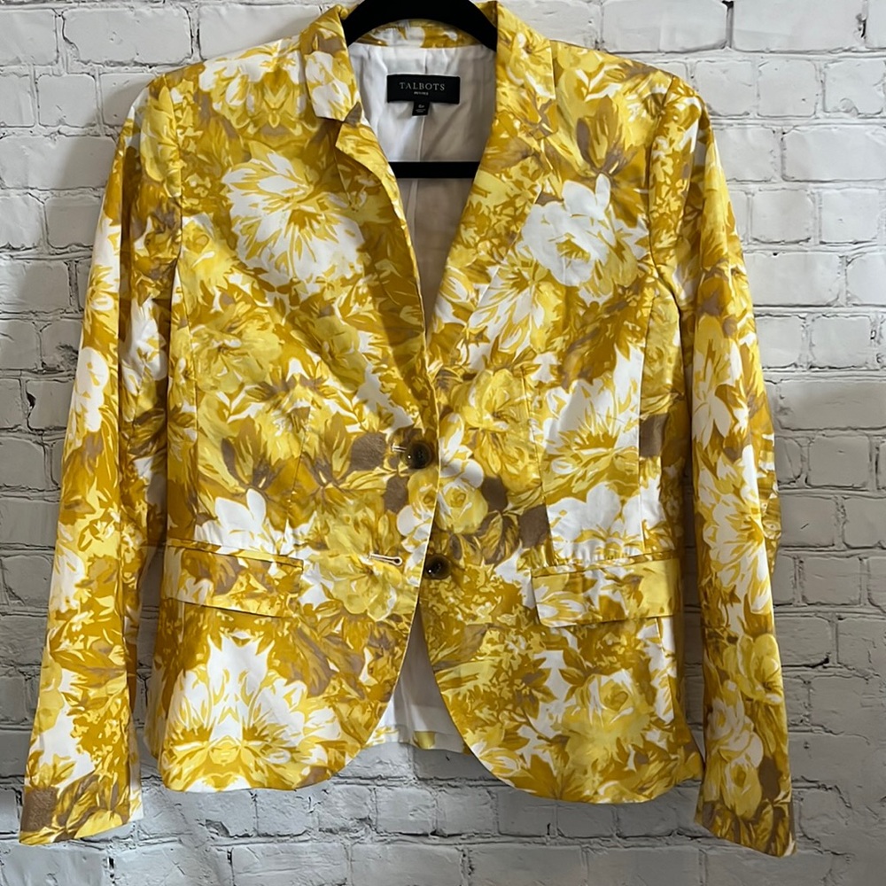 Talbots Floral Yellow Blazer